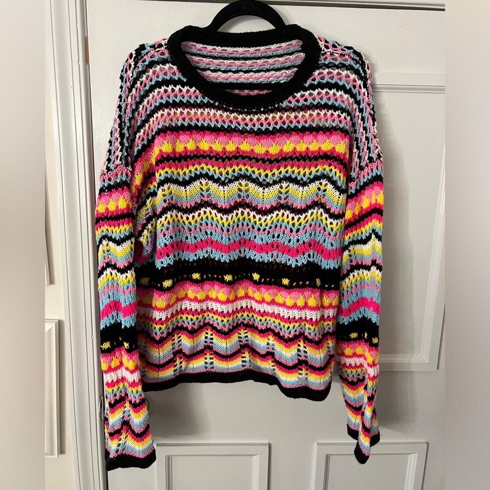 Multi color crochet sweater